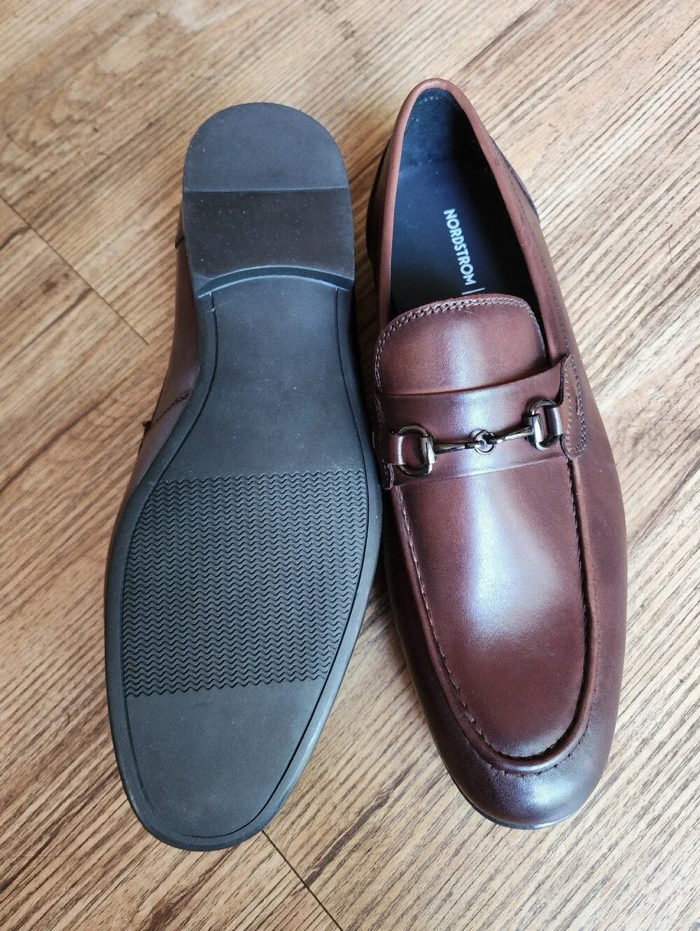 Size 9  Nordstrom Men's Orthocite Brown Leather Bit-Detail Slip-Ons
